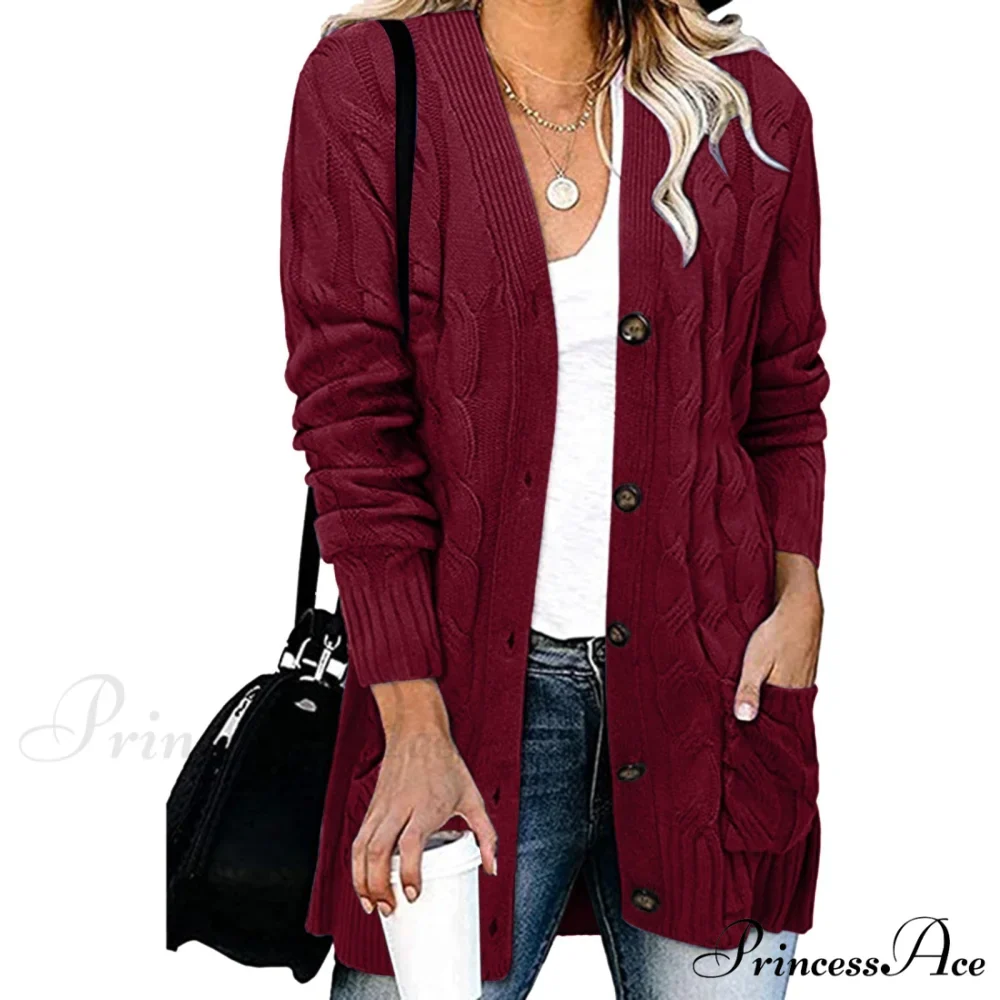 Autumn Solid Color Knitted Cardigan Cardigans - Image 11