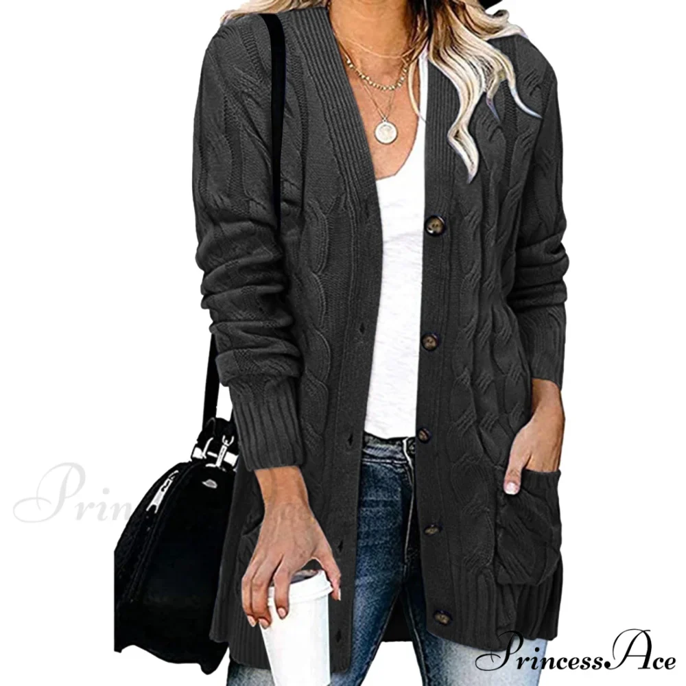 Autumn Solid Color Knitted Cardigan Cardigans - Image 12