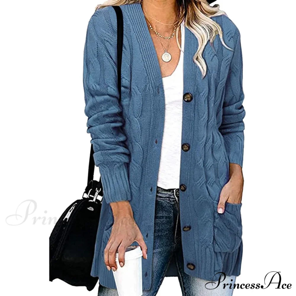 Autumn Solid Color Knitted Cardigan Cardigans - Image 2