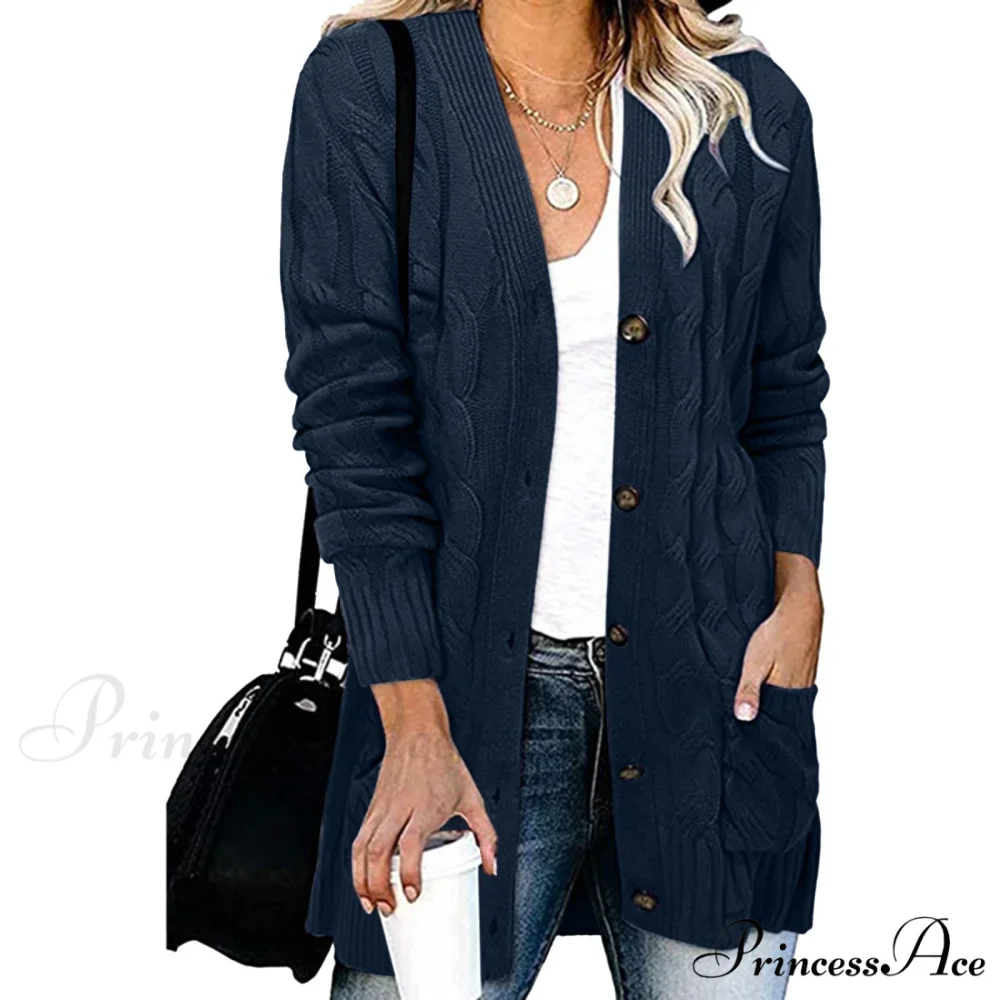 Autumn Solid Color Knitted Cardigan Cardigans - Image 5