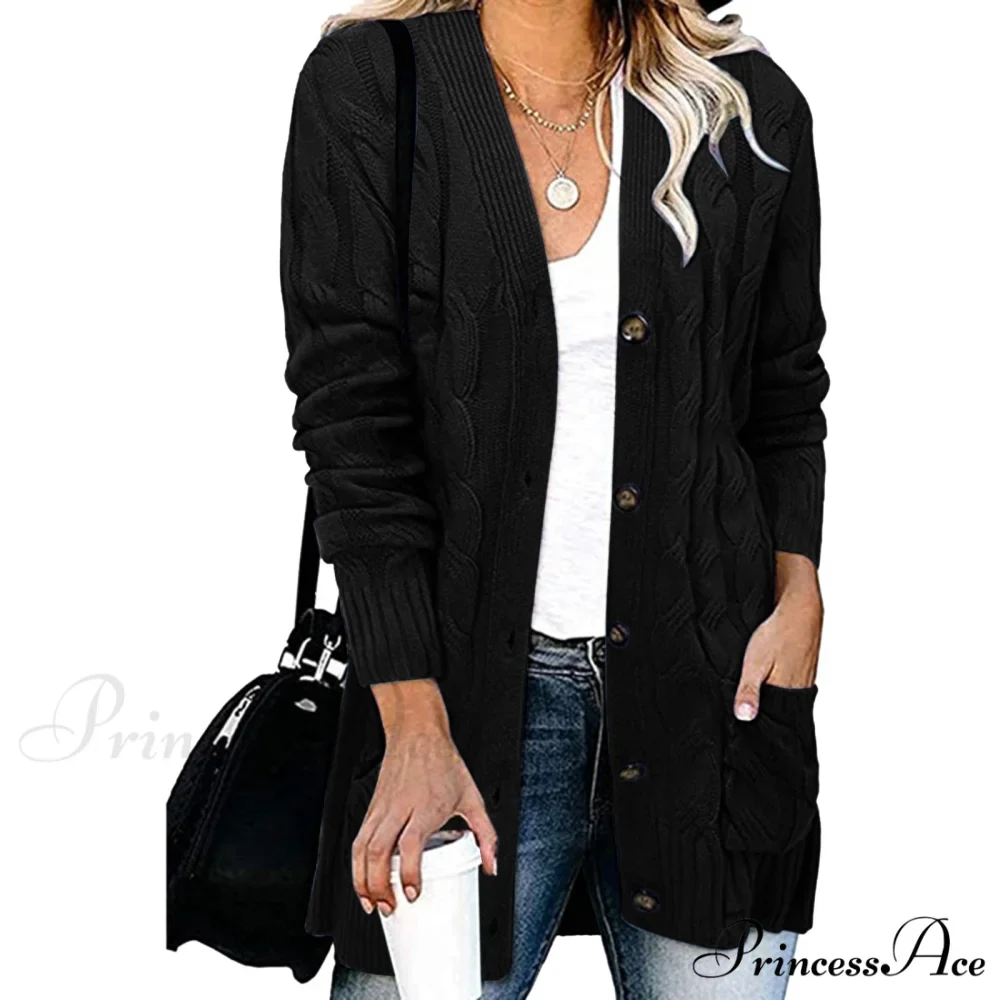 Autumn Solid Color Knitted Cardigan Cardigans - Image 6