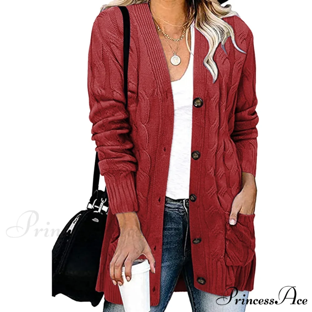 Autumn Solid Color Knitted Cardigan Cardigans - Image 9