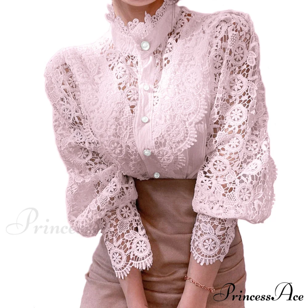 Solid Button Stand Collar Plus Size Blouse - Image 8