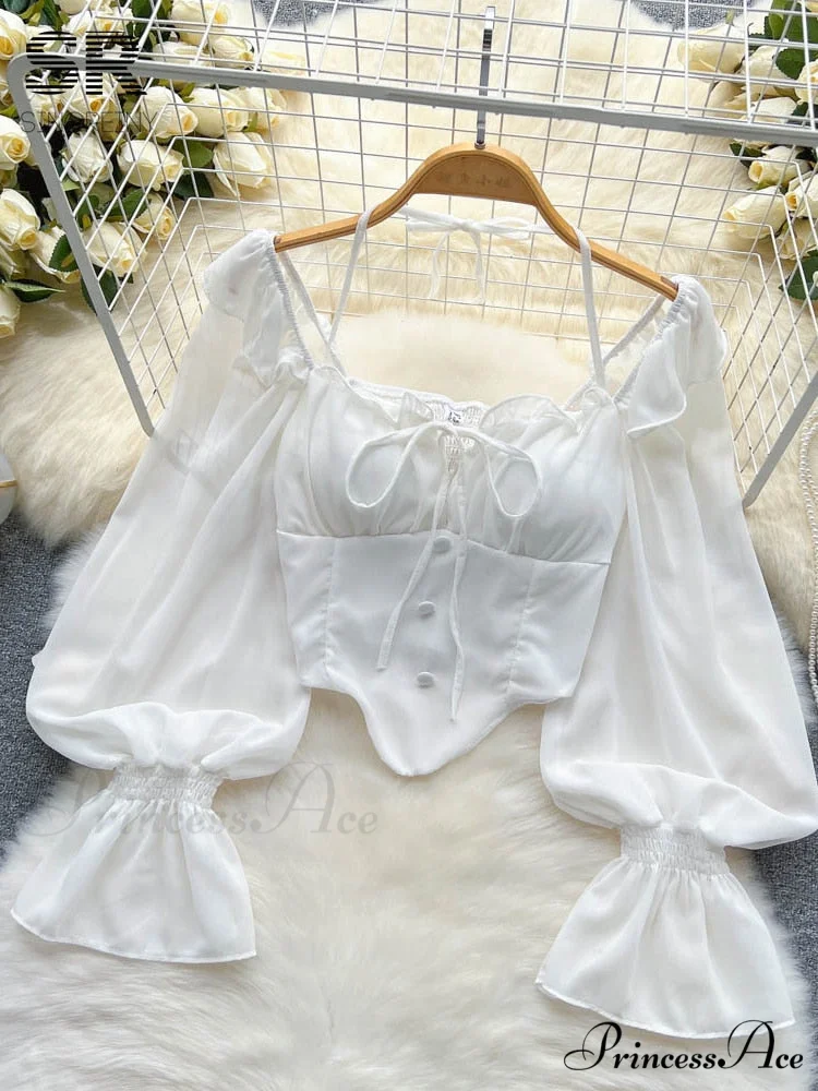 Chiffon Slim Harajuku Sexy Short Blouse - Image 2