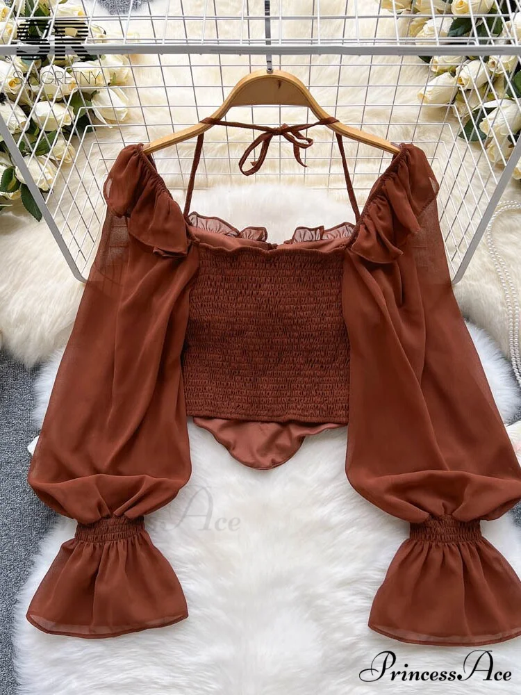 Chiffon Slim Harajuku Sexy Short Blouse - Image 4