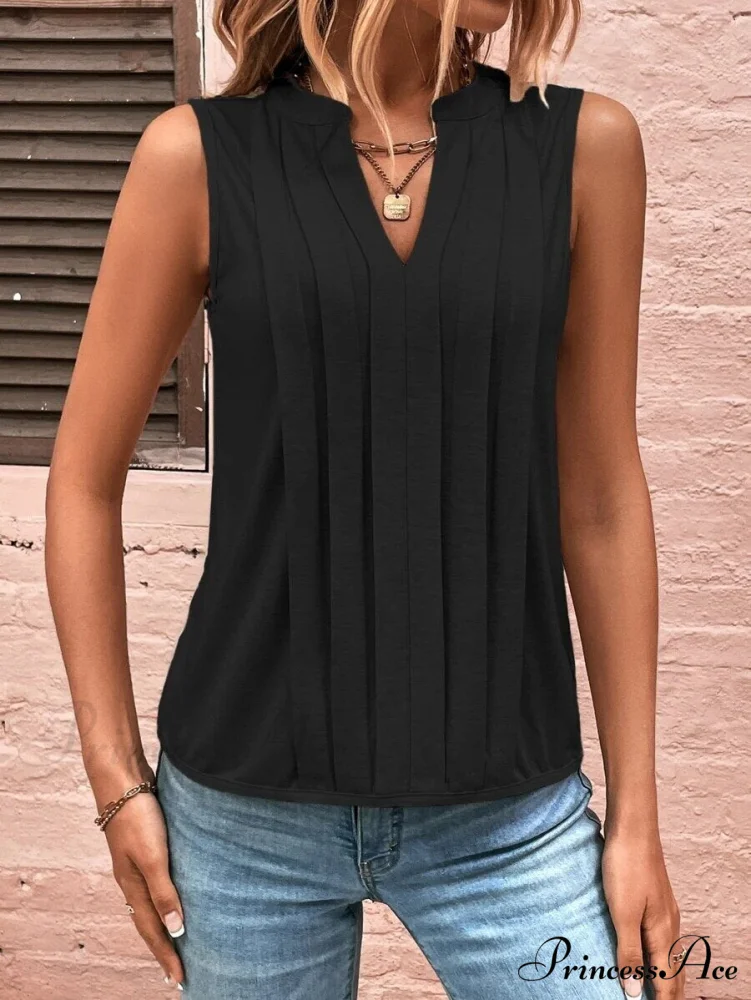 Fashion Style Elegant Pleated V-neck Blouse - Image 3