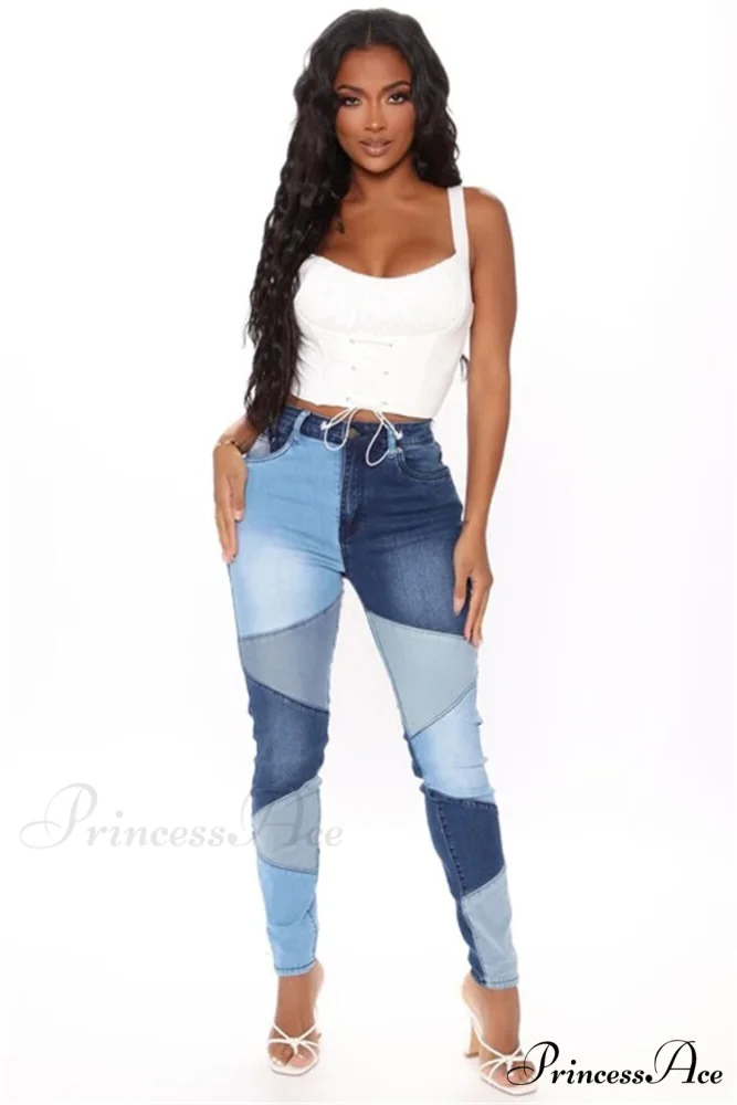 Slim Denim Pencil Pants High Stretch Trousers - Image 2