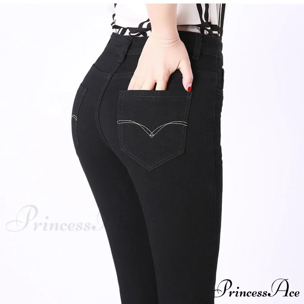 Elegant Skinny Straight Vaqueros Embroidered Pantalones - Image 3