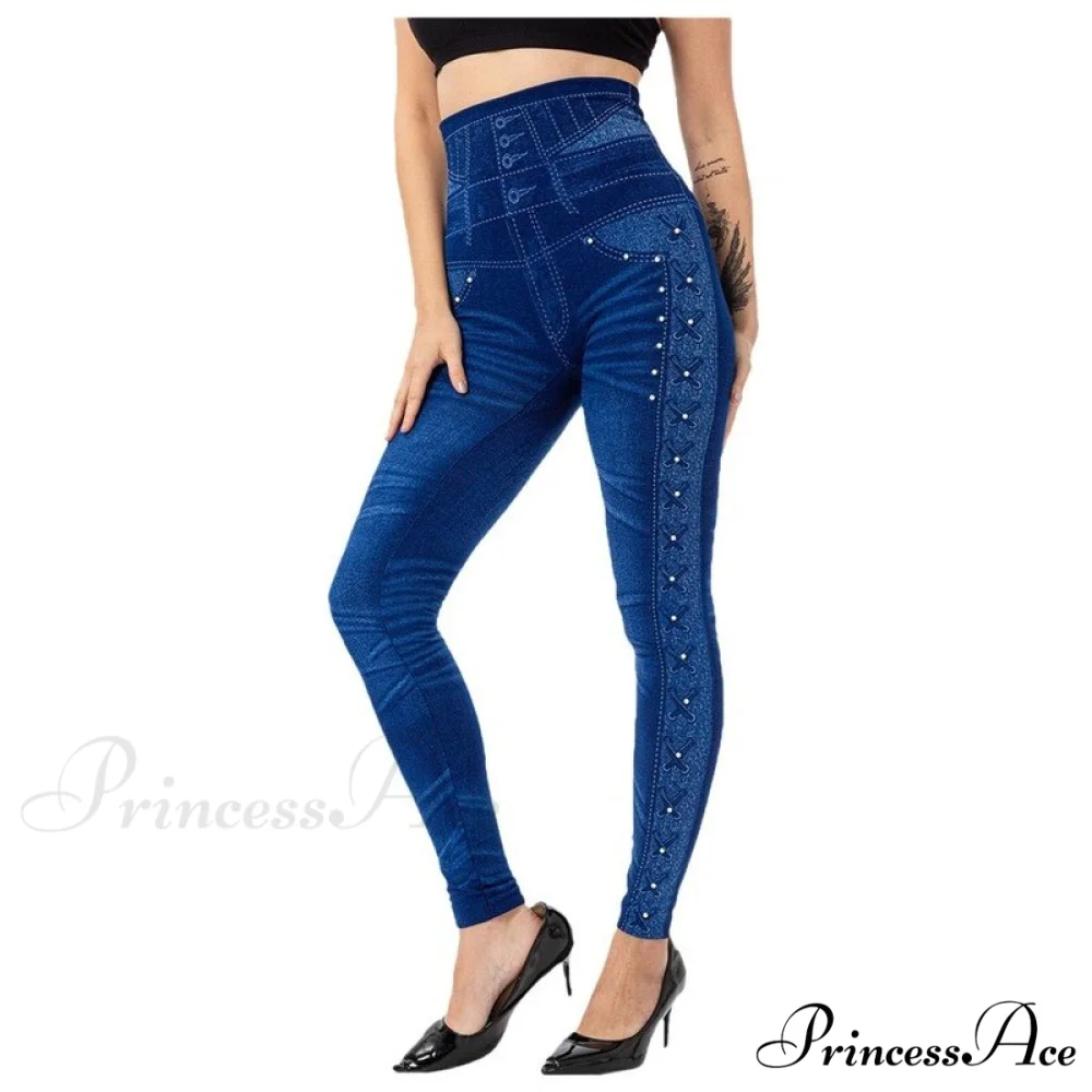 Imitation Cowboy Leggings Female Pantalones Pop - Image 4