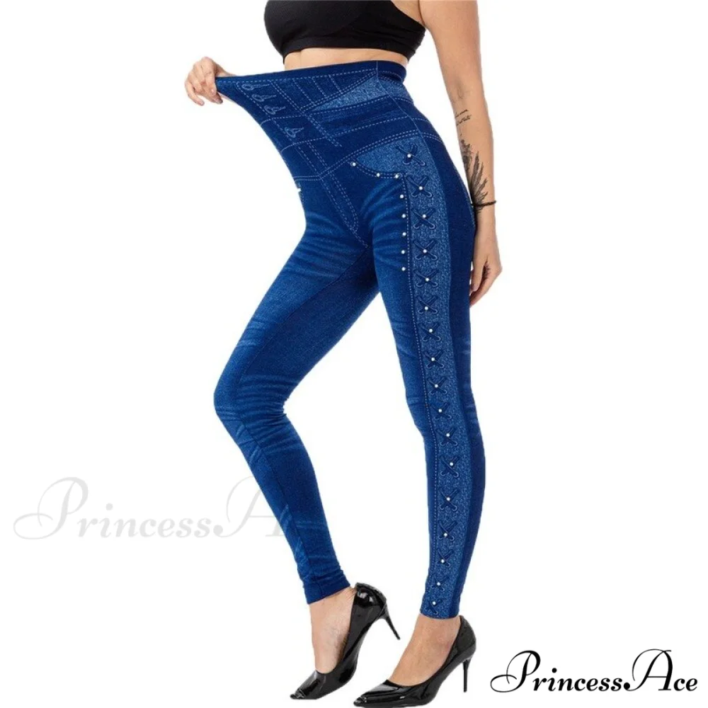 Imitation Cowboy Leggings Female Pantalones Pop - Image 5