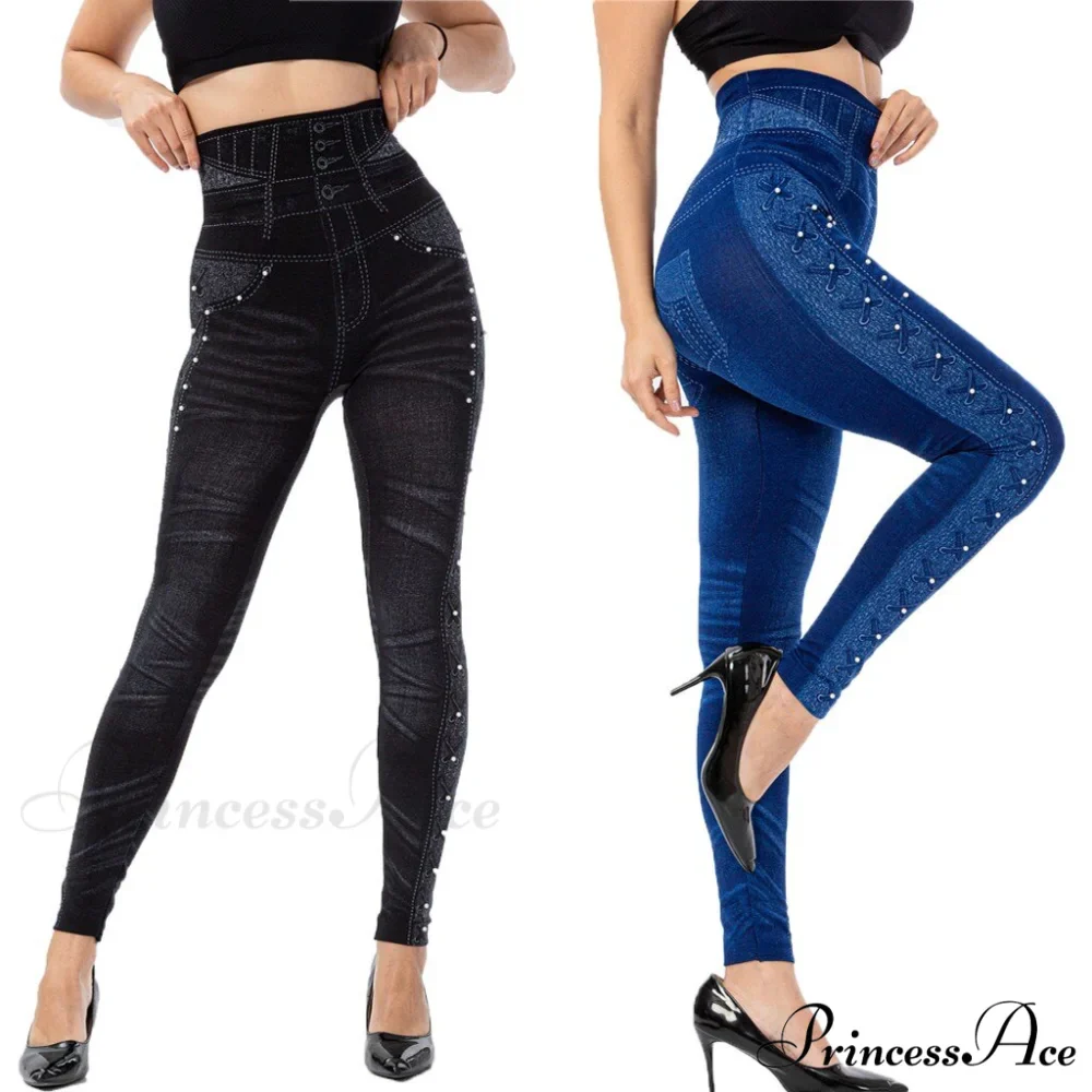 Imitation Cowboy Leggings Female Pantalones Pop - Image 7
