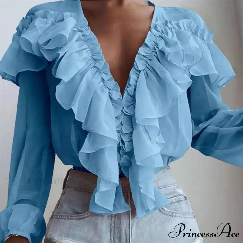 Chiffon Shirt Work Casual Lady Solid Color - Image 3