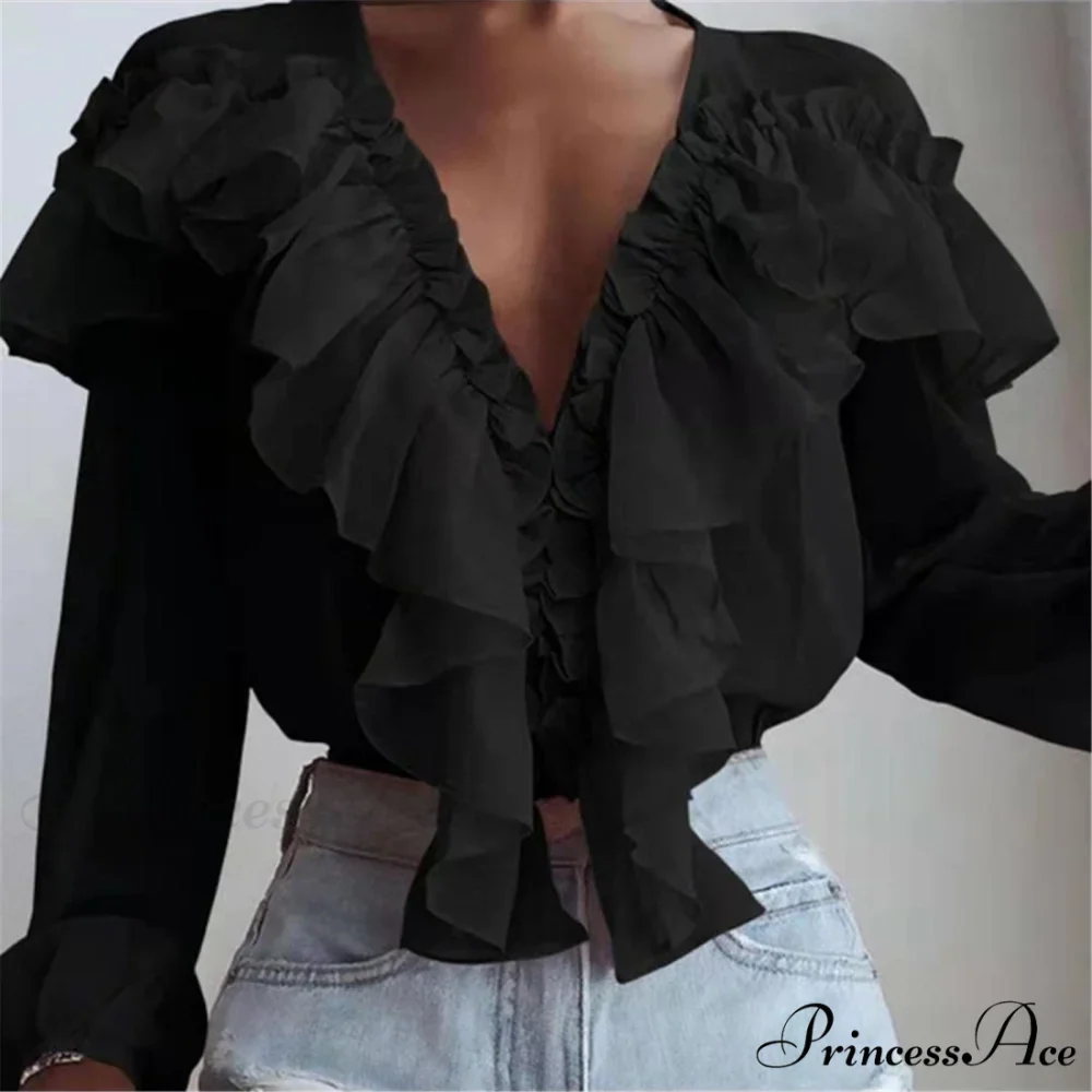 Chiffon Shirt Work Casual Lady Solid Color - Image 4
