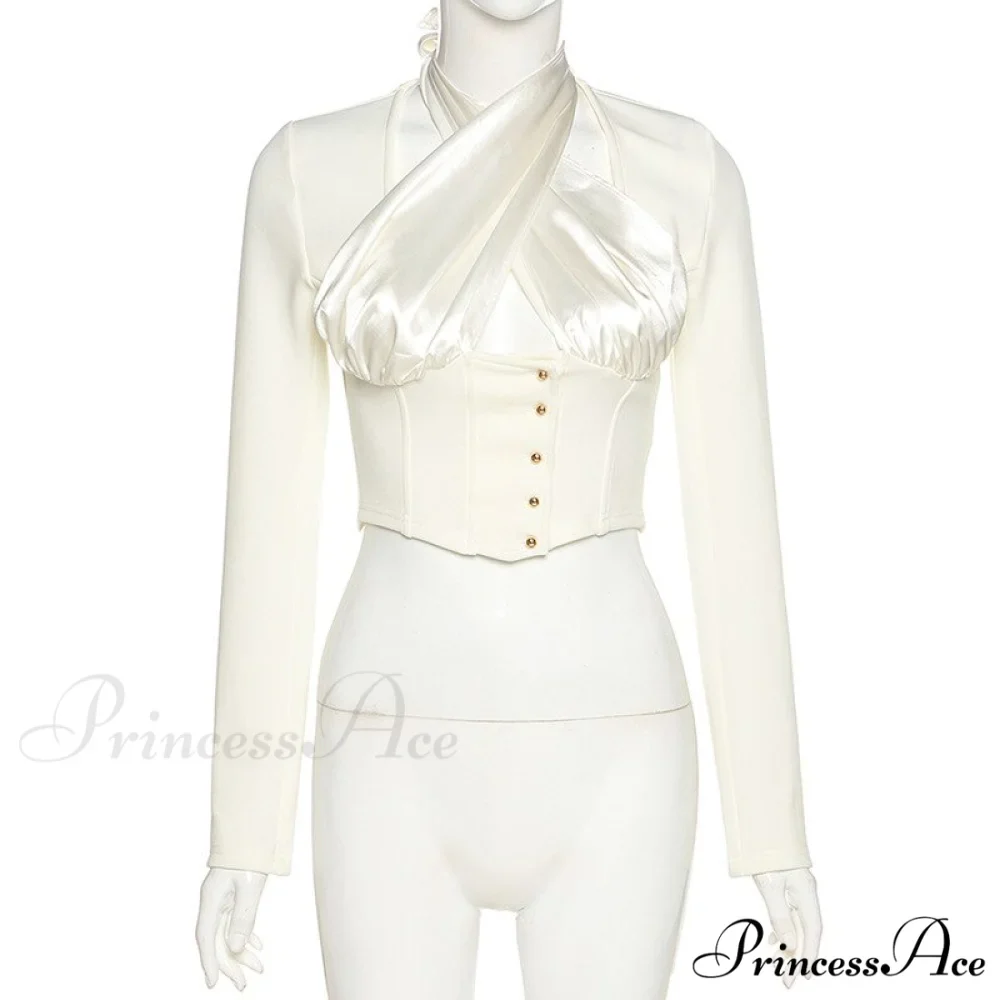 Beige New Button Decoration Blouse - Image 5