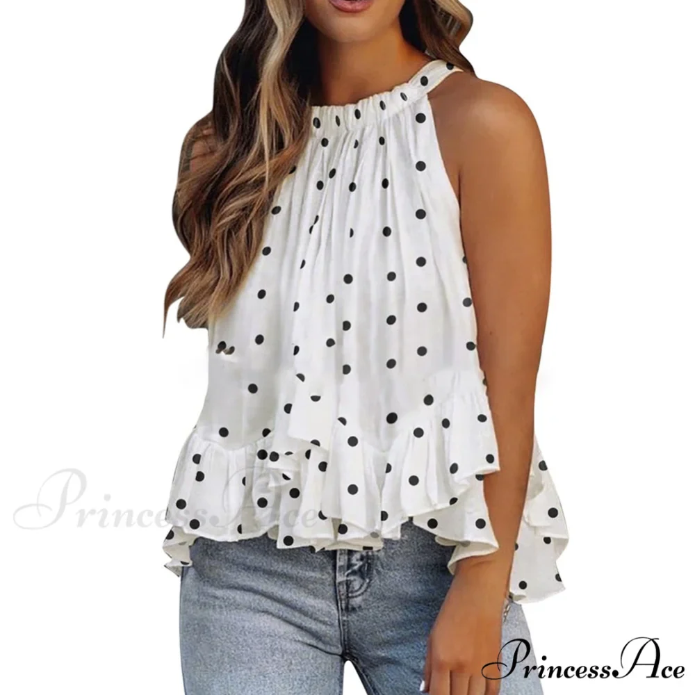 Solid Color Floral Polka Dot Blouses - Image 2