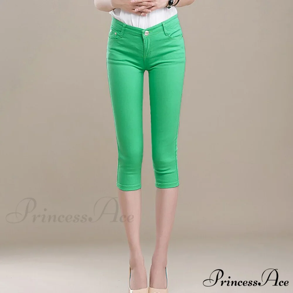 High Waist Short Trousers Capris Pants Women Stretch - Image 10