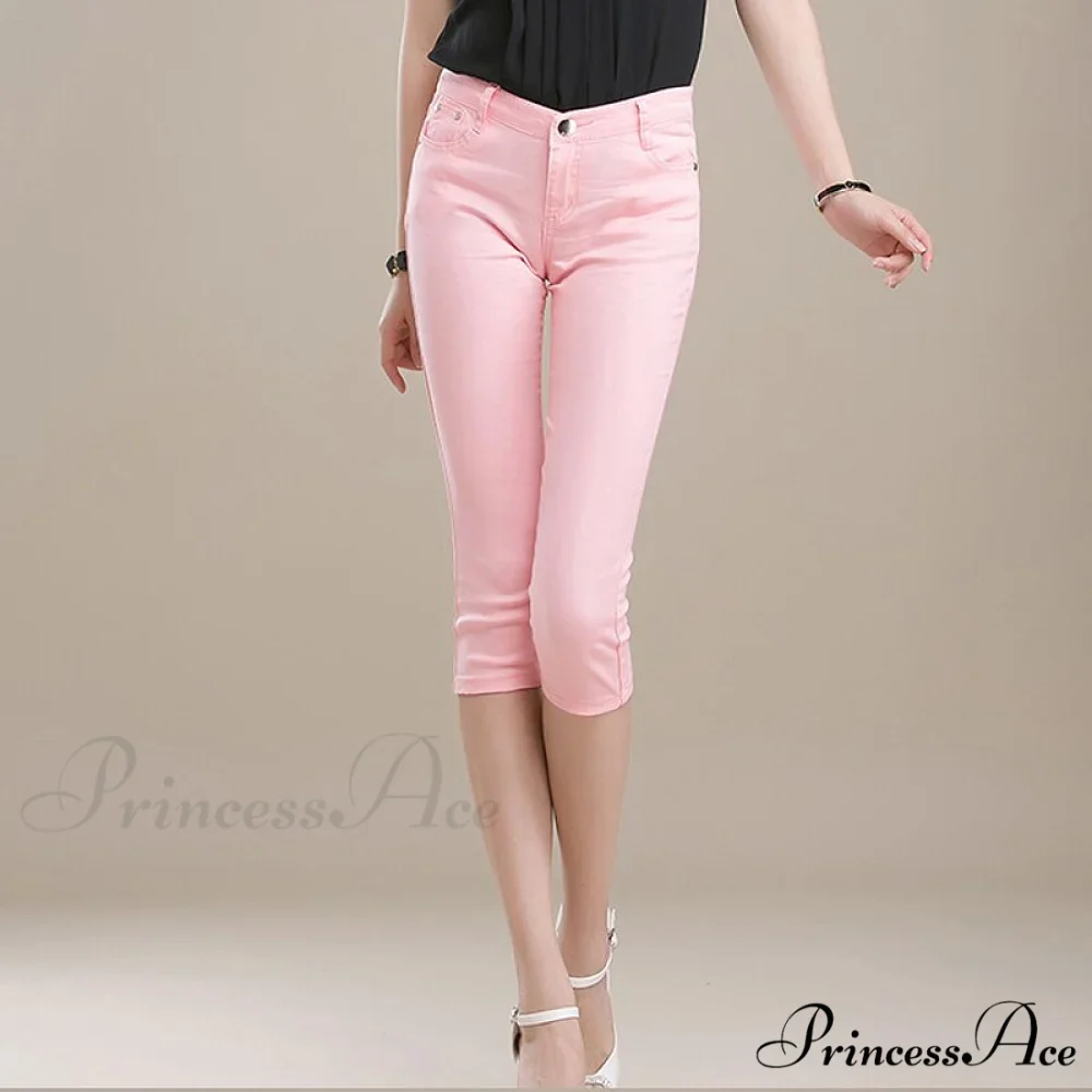 High Waist Short Trousers Capris Pants Women Stretch - Image 13