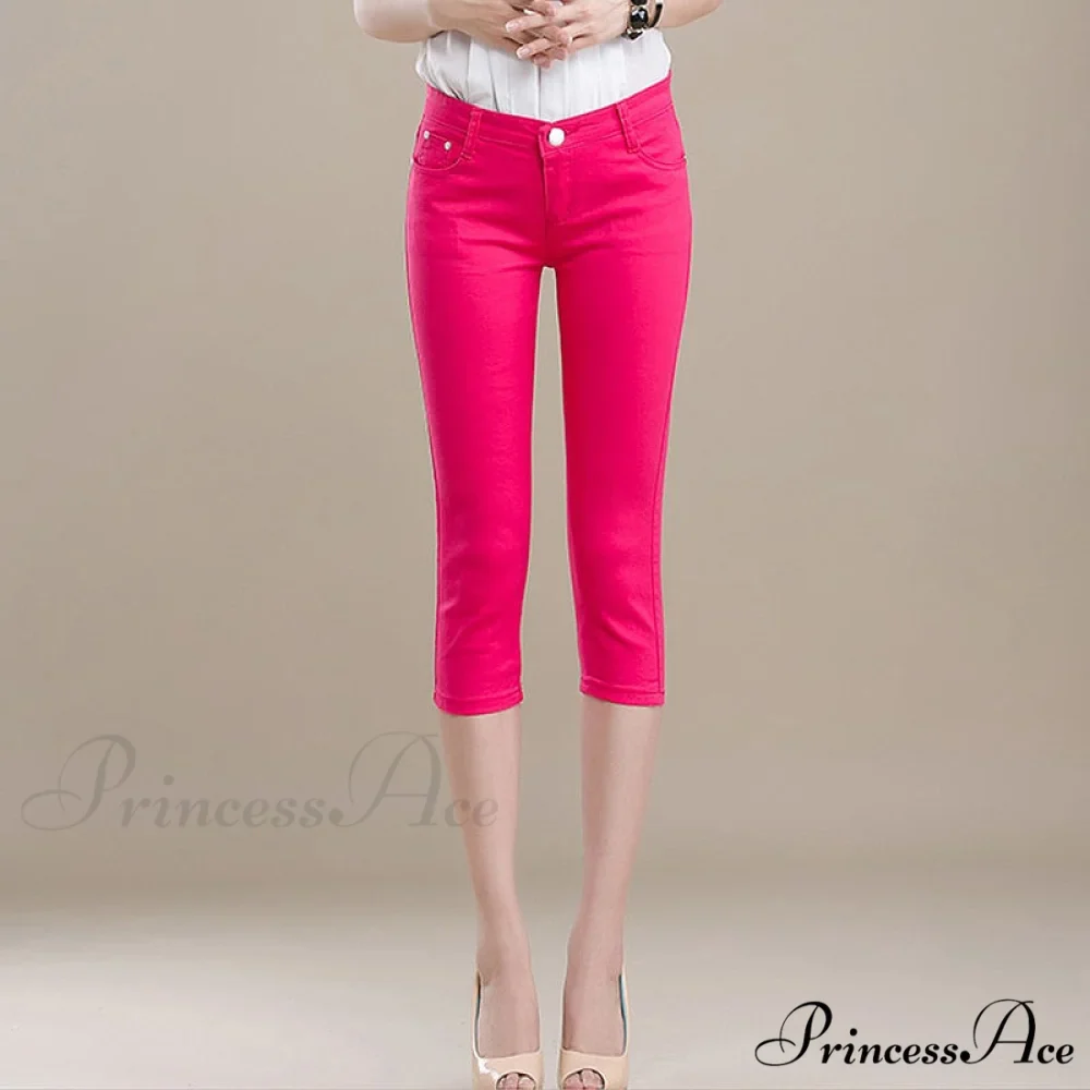 High Waist Short Trousers Capris Pants Women Stretch - Image 14