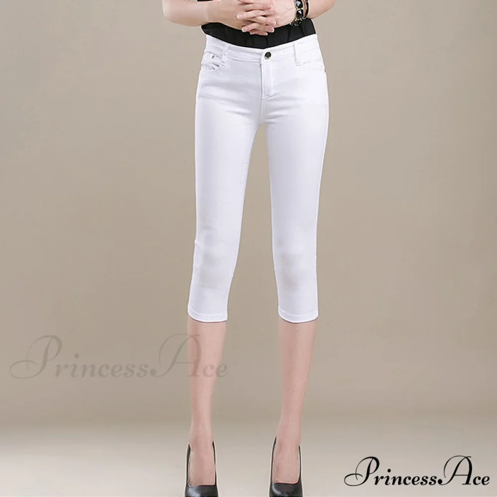 High Waist Short Trousers Capris Pants Women Stretch - Image 15