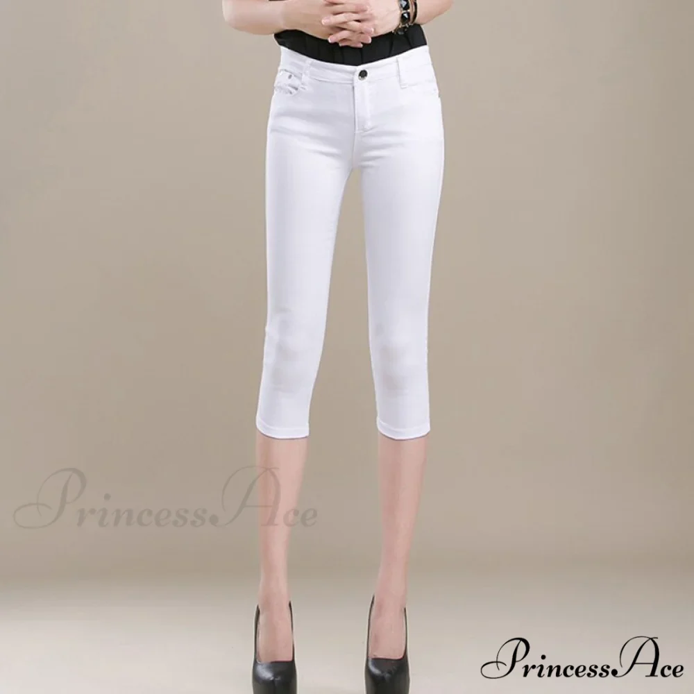 High Waist Short Trousers Capris Pants Women Stretch - Image 3