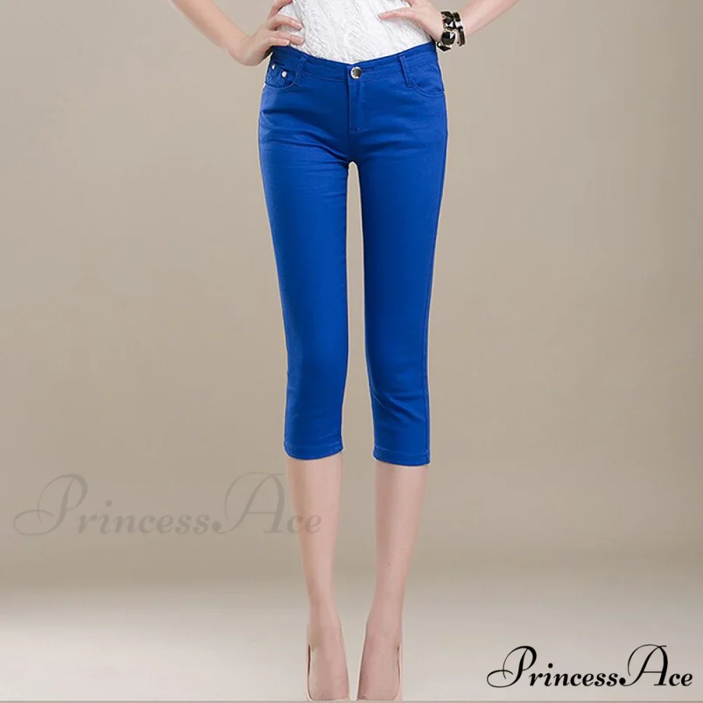 High Waist Short Trousers Capris Pants Women Stretch - Image 8