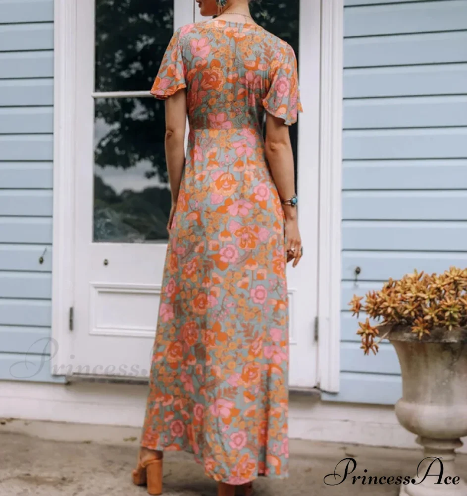 Cotton Amber Floral Bohemian Dress - Image 3