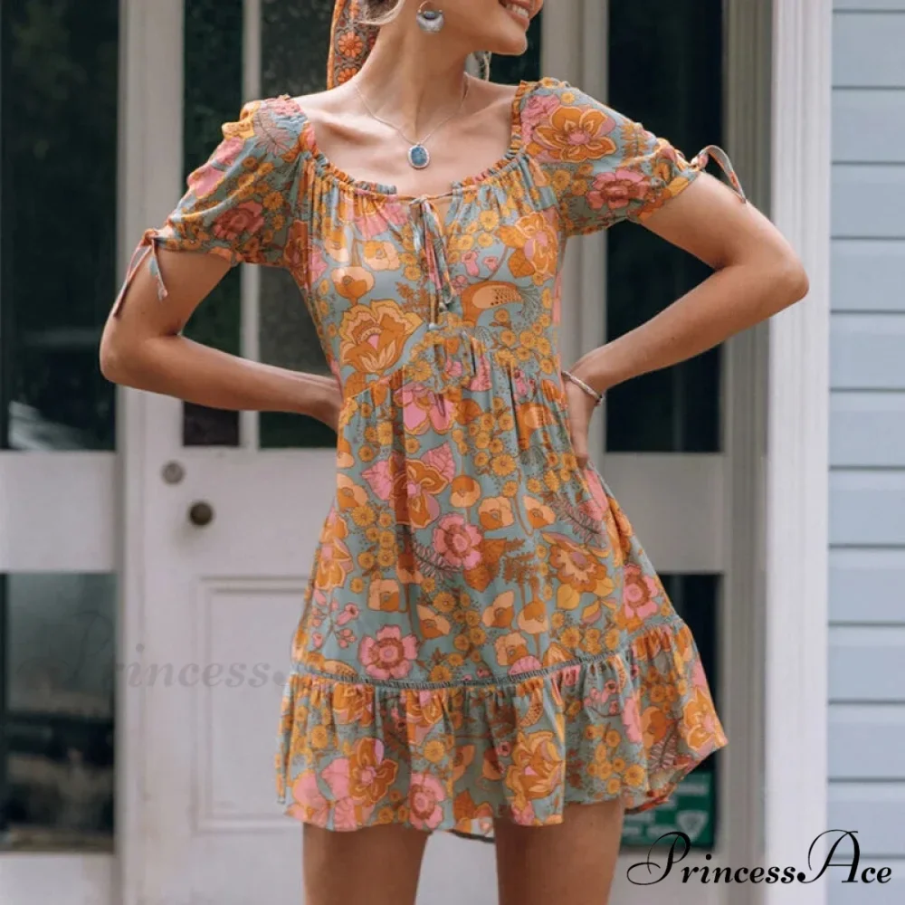 Cotton Amber Floral Bohemian Dress - Image 4