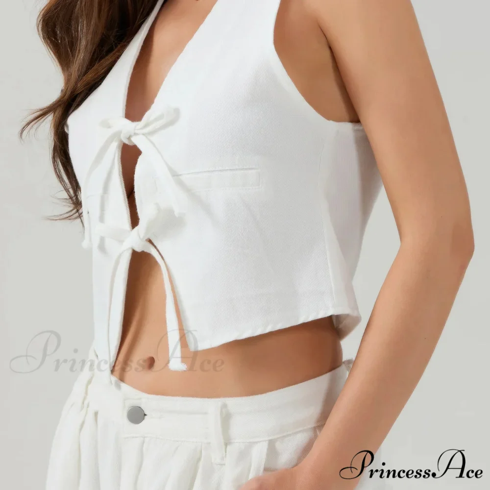 Cotton Fasten-Up Denim Cropped Blouse - Image 4