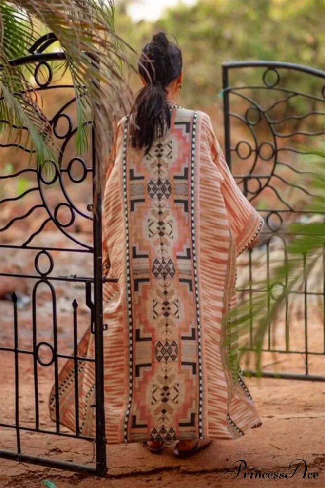Cotton Flower Pattern Kimono Cover-up - Image 2