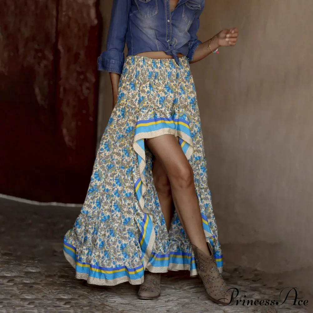 Cotton Flower Pattern Urban Pleated Skirt - Image 2
