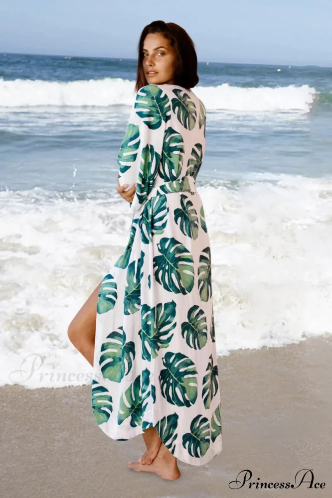 Cotton Kimono Flower Printed Bohemian Beach Cover Up - Image 5