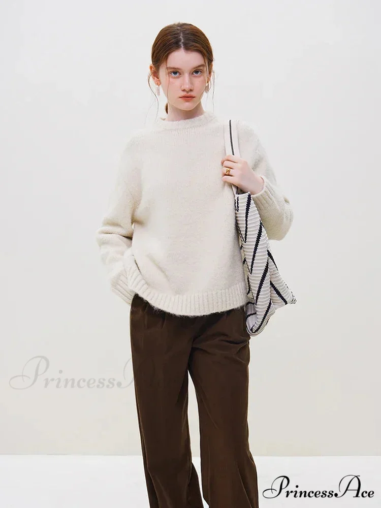 Cozy Smooth Glossy Circular Neck Pullover Sweater - Image 2