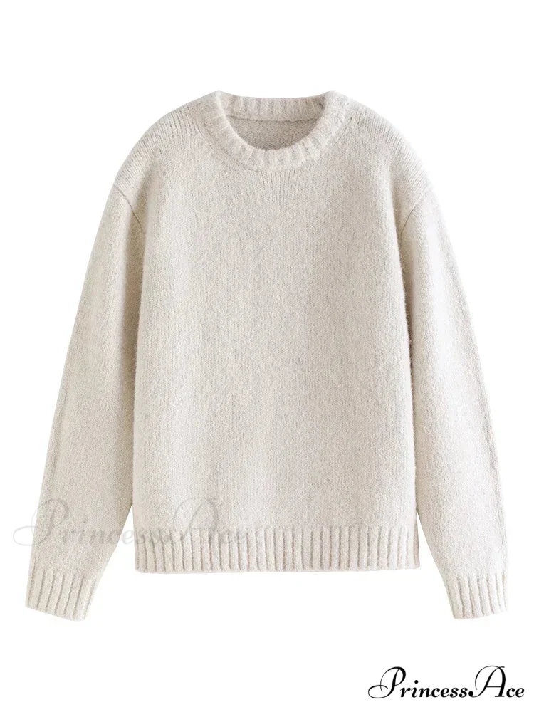 Cozy Smooth Glossy Circular Neck Pullover Sweater - Image 5