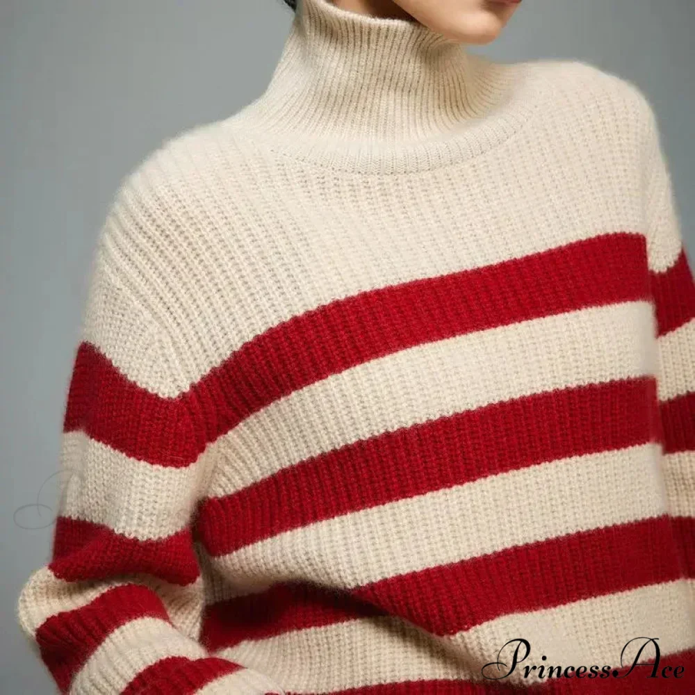Crimson Banded Bulky Turn of the Century Sweater - Image 4