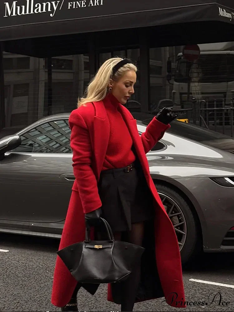 Crimson Dual Buttoned Woolen Overcoat - Image 3