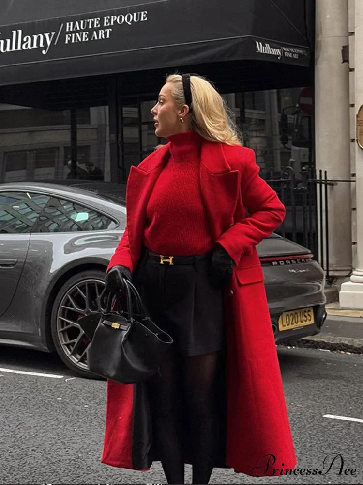 Crimson Dual Buttoned Woolen Overcoat - Image 4