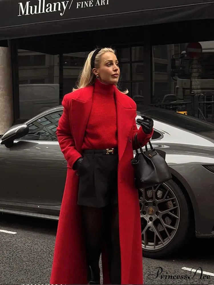 Crimson Dual Buttoned Woolen Overcoat - Image 5