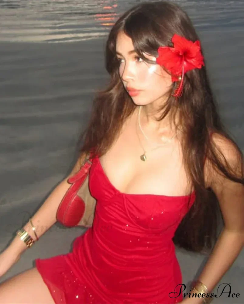 Crimson Frill Sling Mini Dress - Image 2