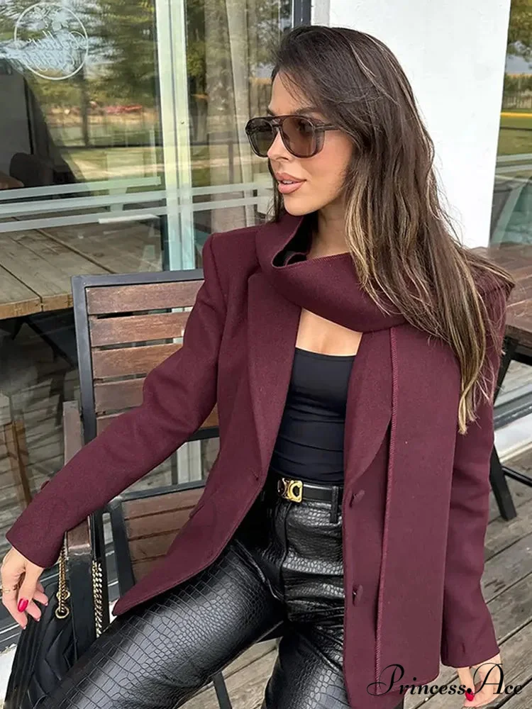 Crimson Woolen Mix Suit Jacket - Image 2