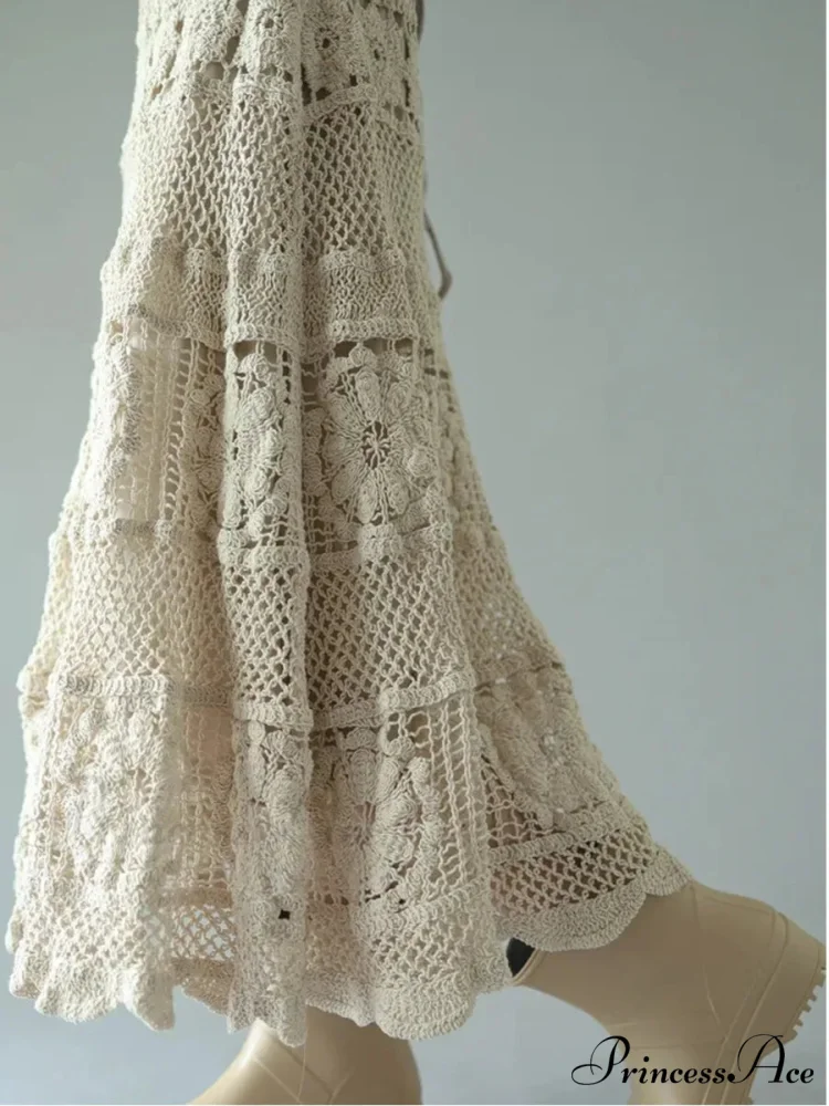 Crochet Blossom Emptied Elastic Waist Skirt - Image 5