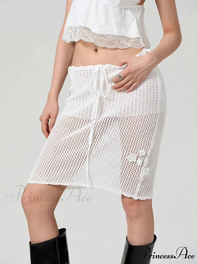 Crochet Three-Dimensional Blossom Knit Skirt - Image 6