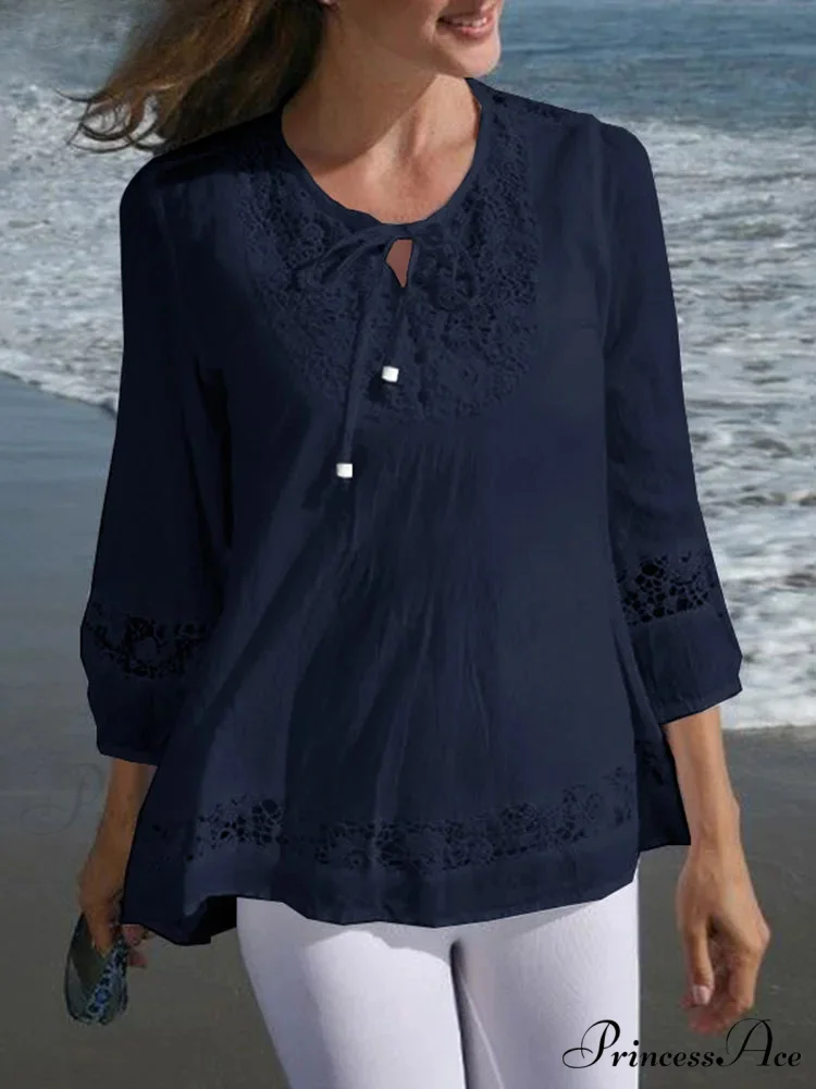 Crocheted Casual Patchwork Blouse - Image 2