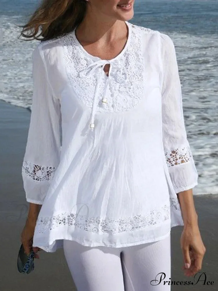 Crocheted Casual Patchwork Blouse - Image 5