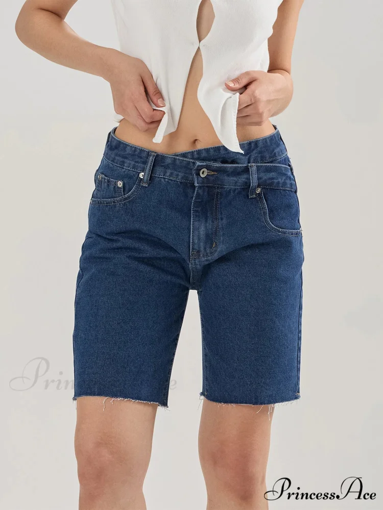 Cross Asymmetrical Denim Short - Image 3