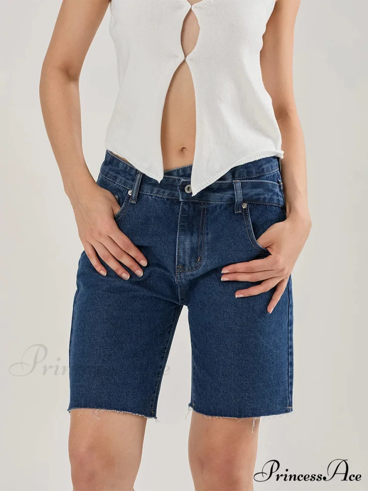 Cross Asymmetrical Denim Short - Image 4