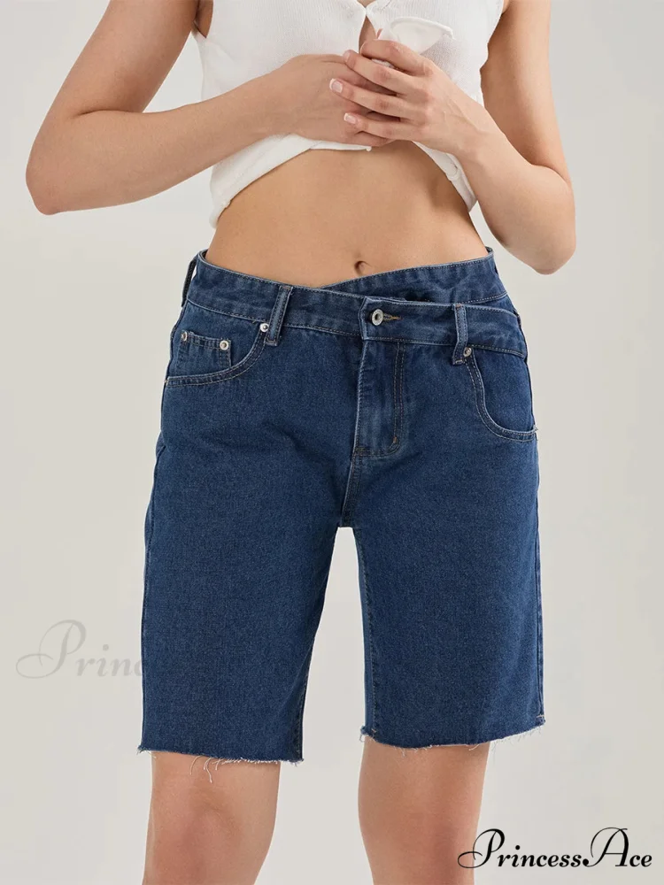 Cross Asymmetrical Denim Short - Image 6