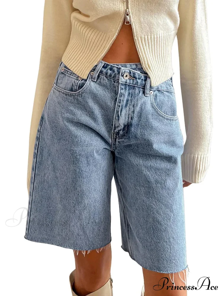 Cross Asymmetrical Denim Short - Image 7