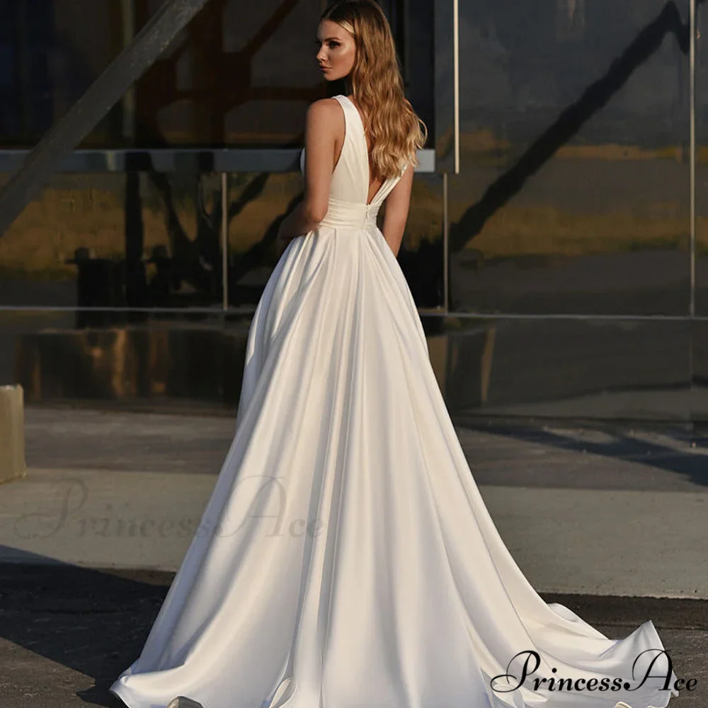 Cross-Neck Sleeveless Marriage Gown - Image 2