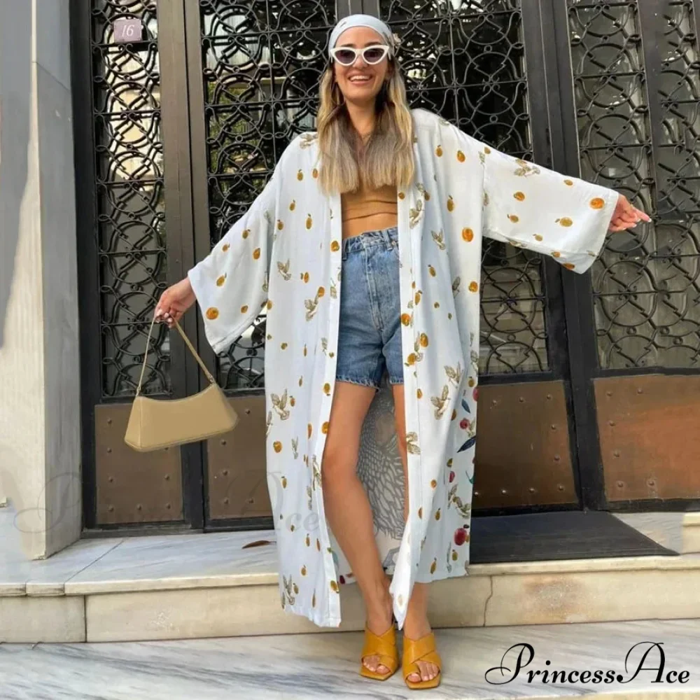 Cultural Flowery Extended Sleeve Free-spirited Kaftan Concealment - Image 4