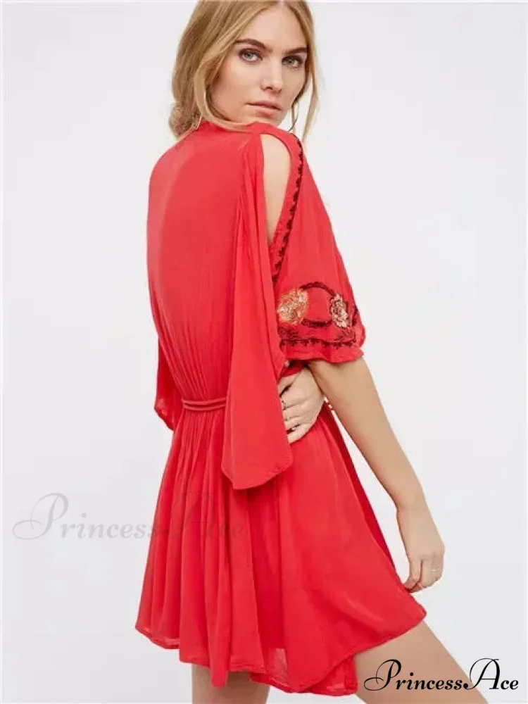 Curvy Size Button Up Chiffon Festive Boho Dress - Image 2